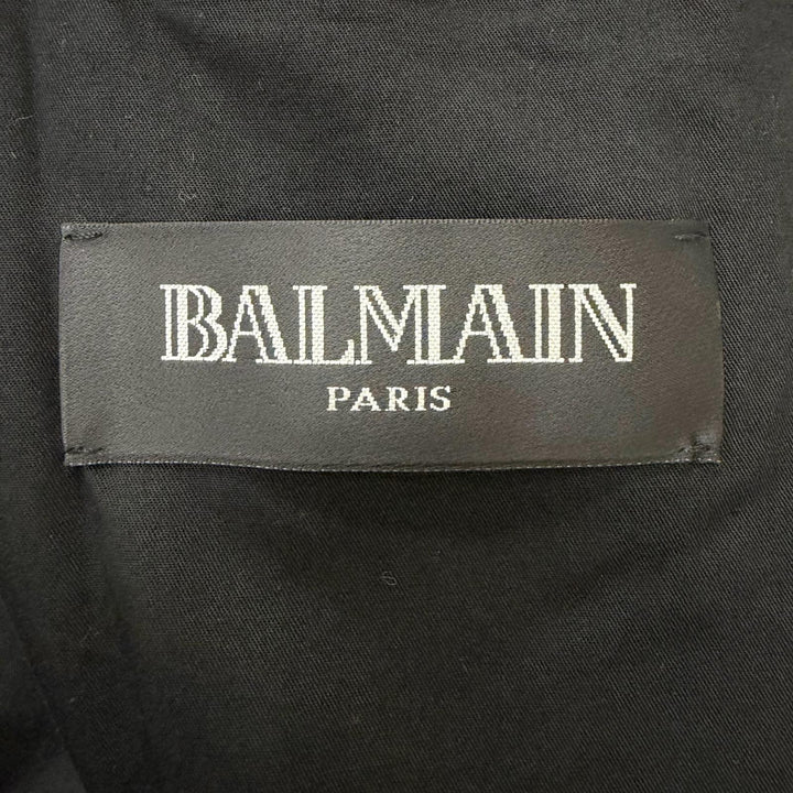 Discounted Great BALMAIN leather jacket Nubuck Hooded black lambskin Leather