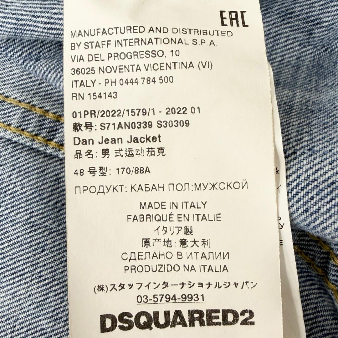 Discounted Very Good DSQUARED2 Denim Jacket Dan Jean Jacket Bleached and damaged hair