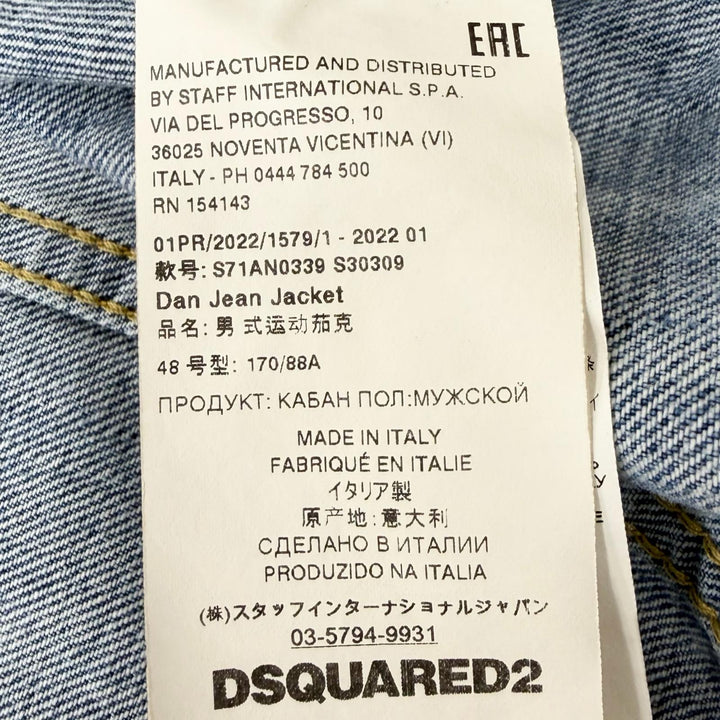 Discounted Very Good DSQUARED2 Denim Jacket Dan Jean Jacket Bleached and damaged hair