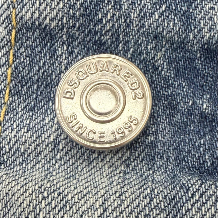 Discounted Very Good DSQUARED2 Denim Jacket Dan Jean Jacket Bleached and damaged hair