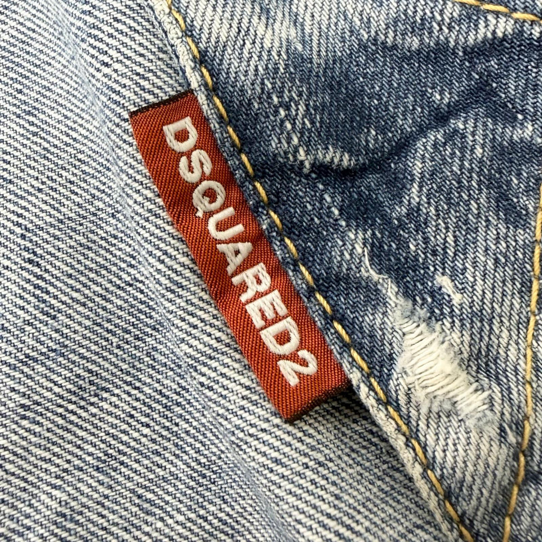 Discounted Very Good DSQUARED2 Denim Jacket Dan Jean Jacket Bleached and damaged hair
