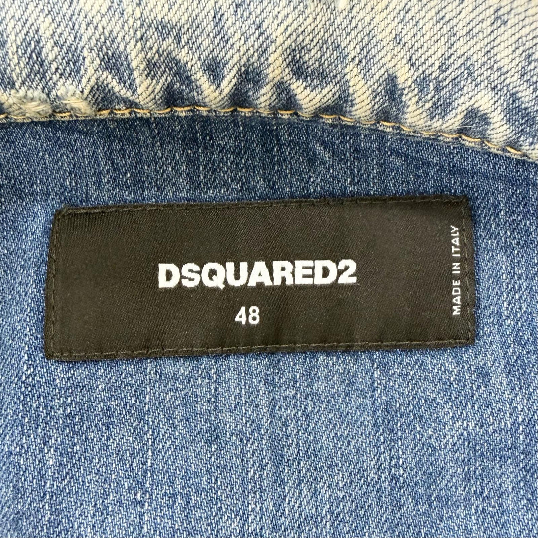 Discounted Very Good DSQUARED2 Denim Jacket Dan Jean Jacket Bleached and damaged hair