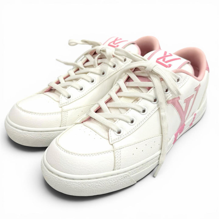 Great LOUIS VUITTON Low cut sneakers Charlie line LV logo lace-up leather 37