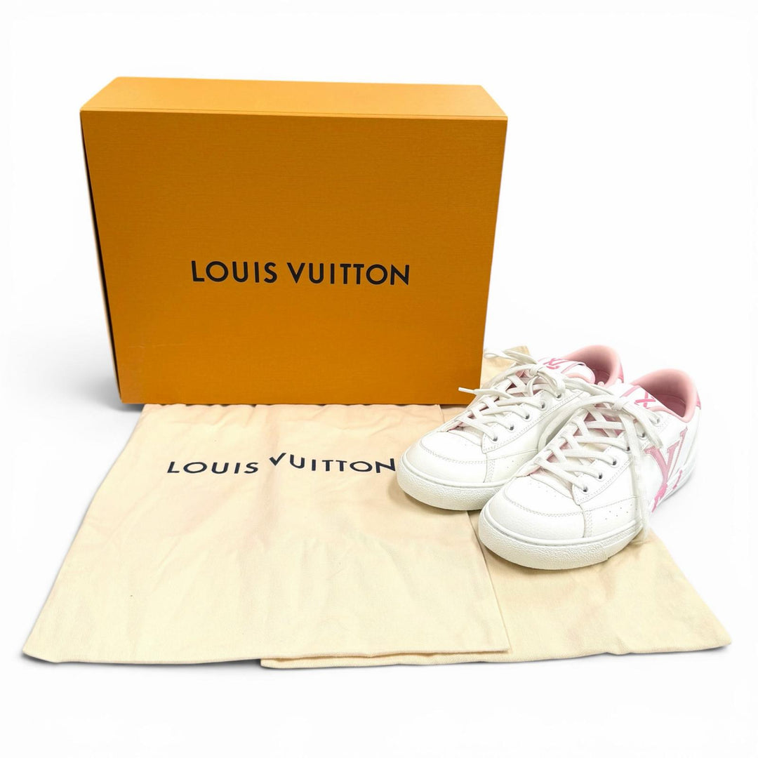 Great LOUIS VUITTON Low cut sneakers Charlie line LV logo lace-up leather 37
