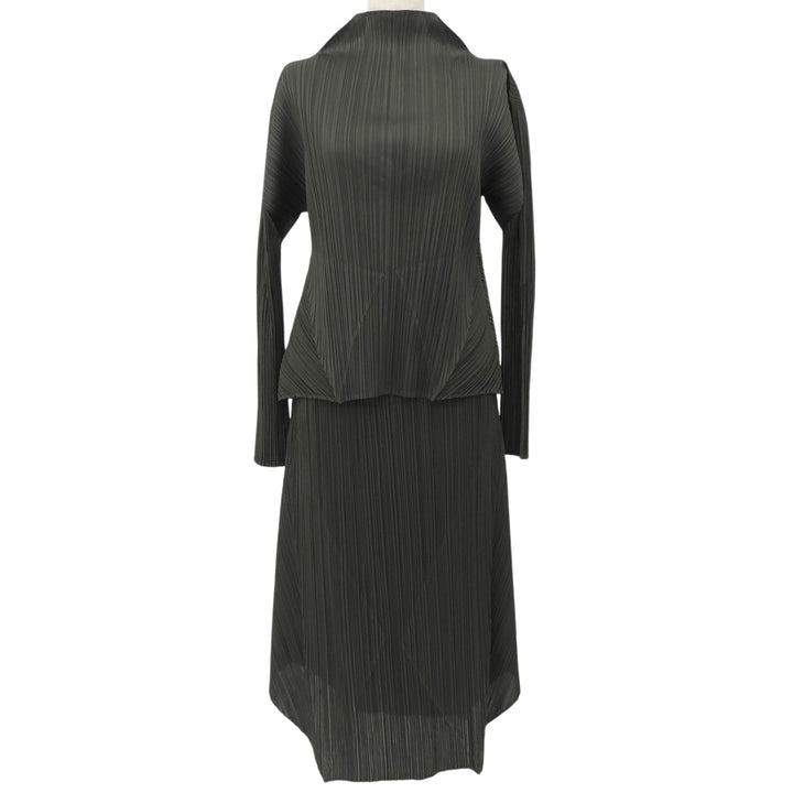 Excellent PLEATS PLEASE two-piece set olive polyester 3 PP51-JK142 PP51-JG146