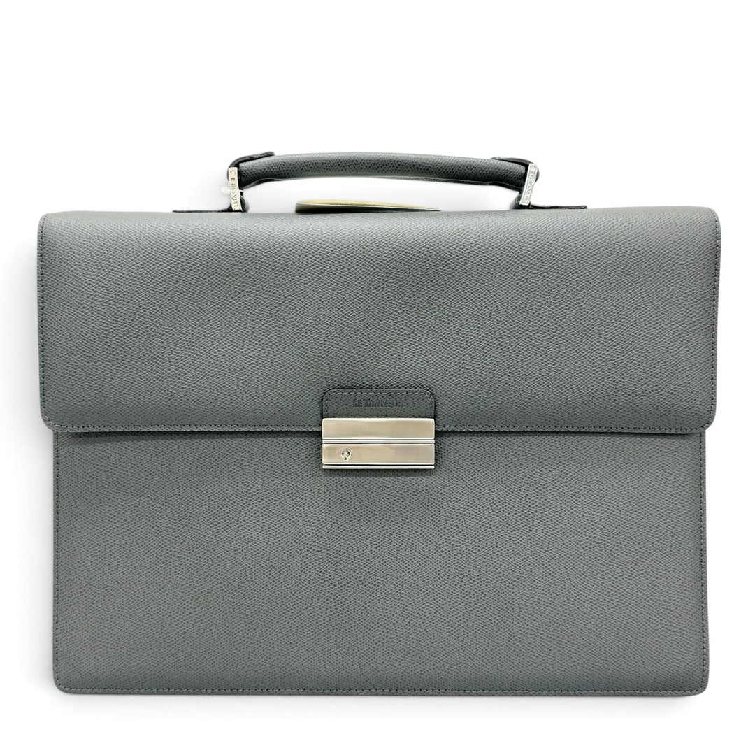 Discounted Pristine LE TANNEUR Briefcase Business bag gray Cowhide mens TCE4140 S2