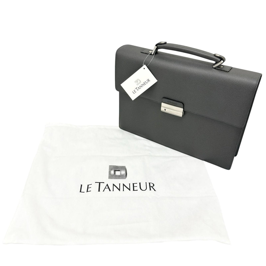 Discounted Pristine LE TANNEUR Briefcase Business bag gray Cowhide mens TCE4140 S2