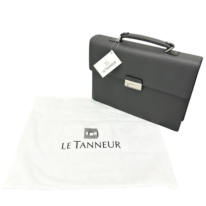 Discounted Pristine LE TANNEUR Briefcase Business bag gray Cowhide mens TCE4140 S2