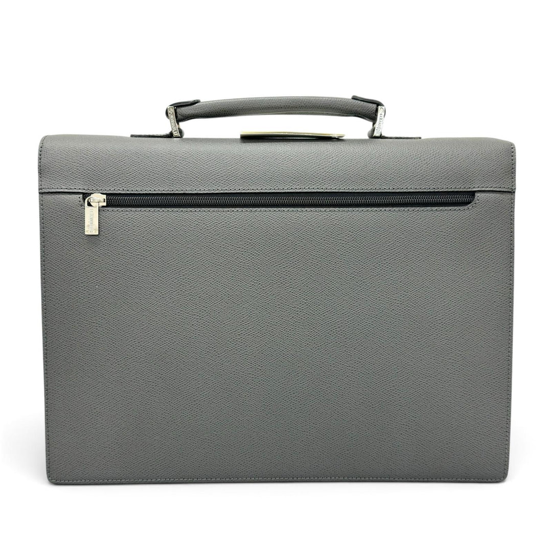 Discounted Pristine LE TANNEUR Briefcase Business bag gray Cowhide mens TCE4140 S2