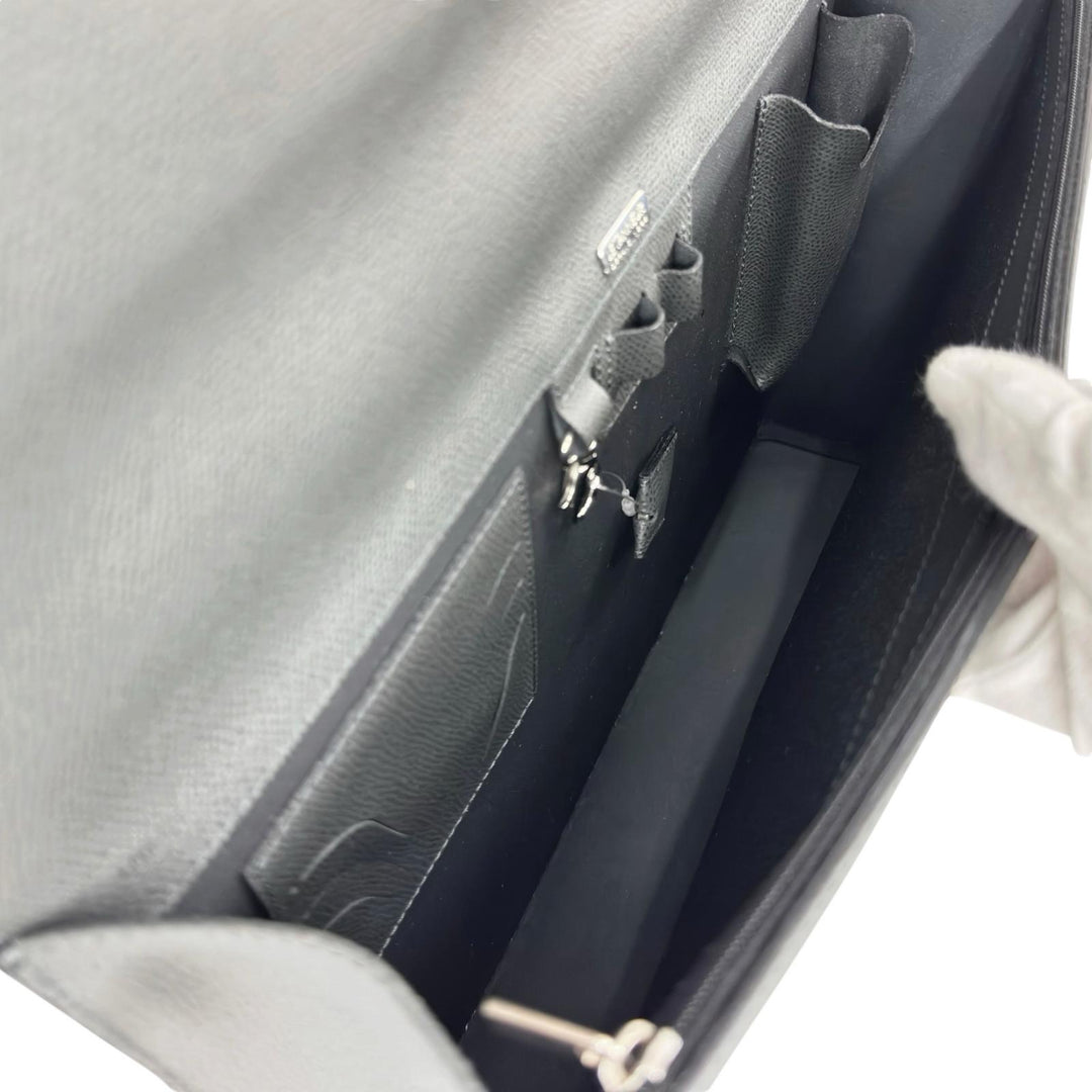 Discounted Pristine LE TANNEUR Briefcase Business bag gray Cowhide mens TCE4140 S2
