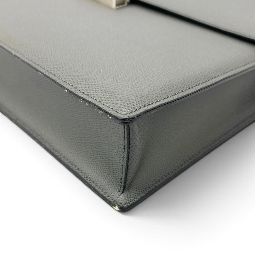 Discounted Pristine LE TANNEUR Briefcase Business bag gray Cowhide mens TCE4140 S2