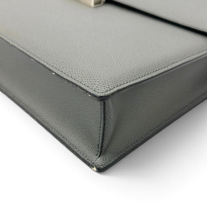 Discounted Pristine LE TANNEUR Briefcase Business bag gray Cowhide mens TCE4140 S2