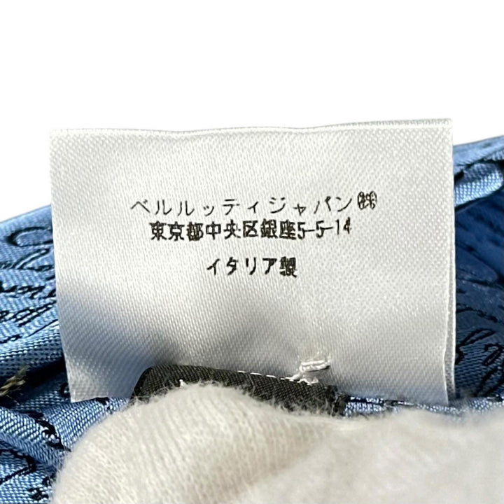 Excellent BERLUTI tie Crest Calligraphy Light blue silk mens