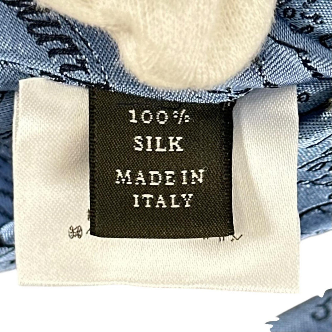 Excellent BERLUTI tie Crest Calligraphy Light blue silk mens
