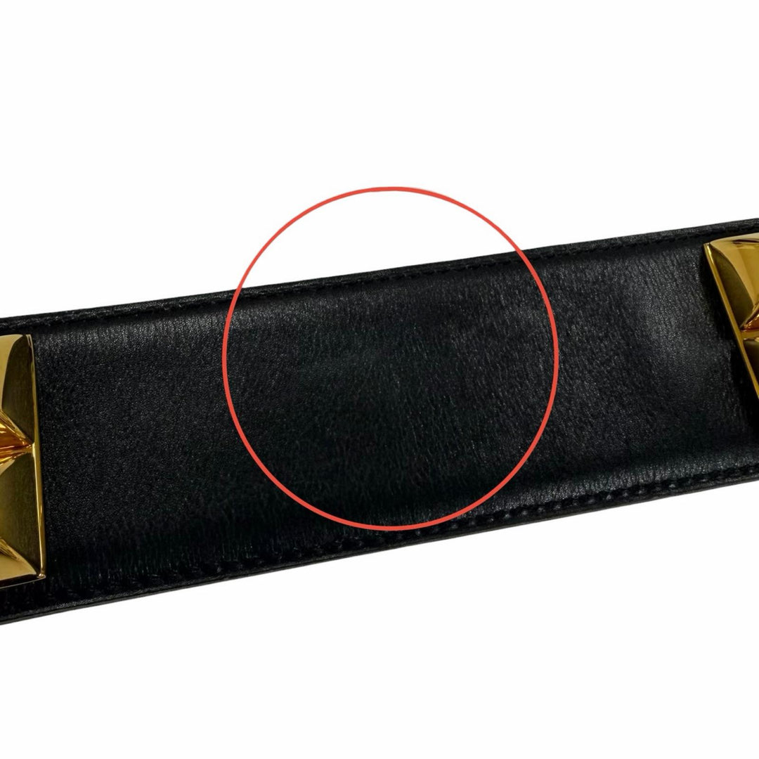 Great HERMES belt Collier de Chien 50 leather black leather Women