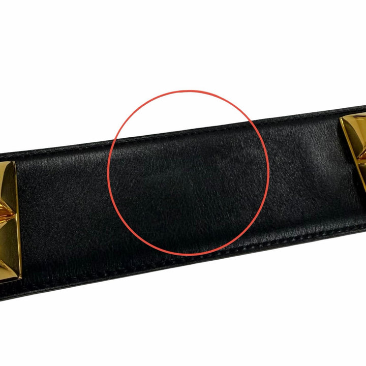 Great HERMES belt Collier de Chien 50 leather black leather Women