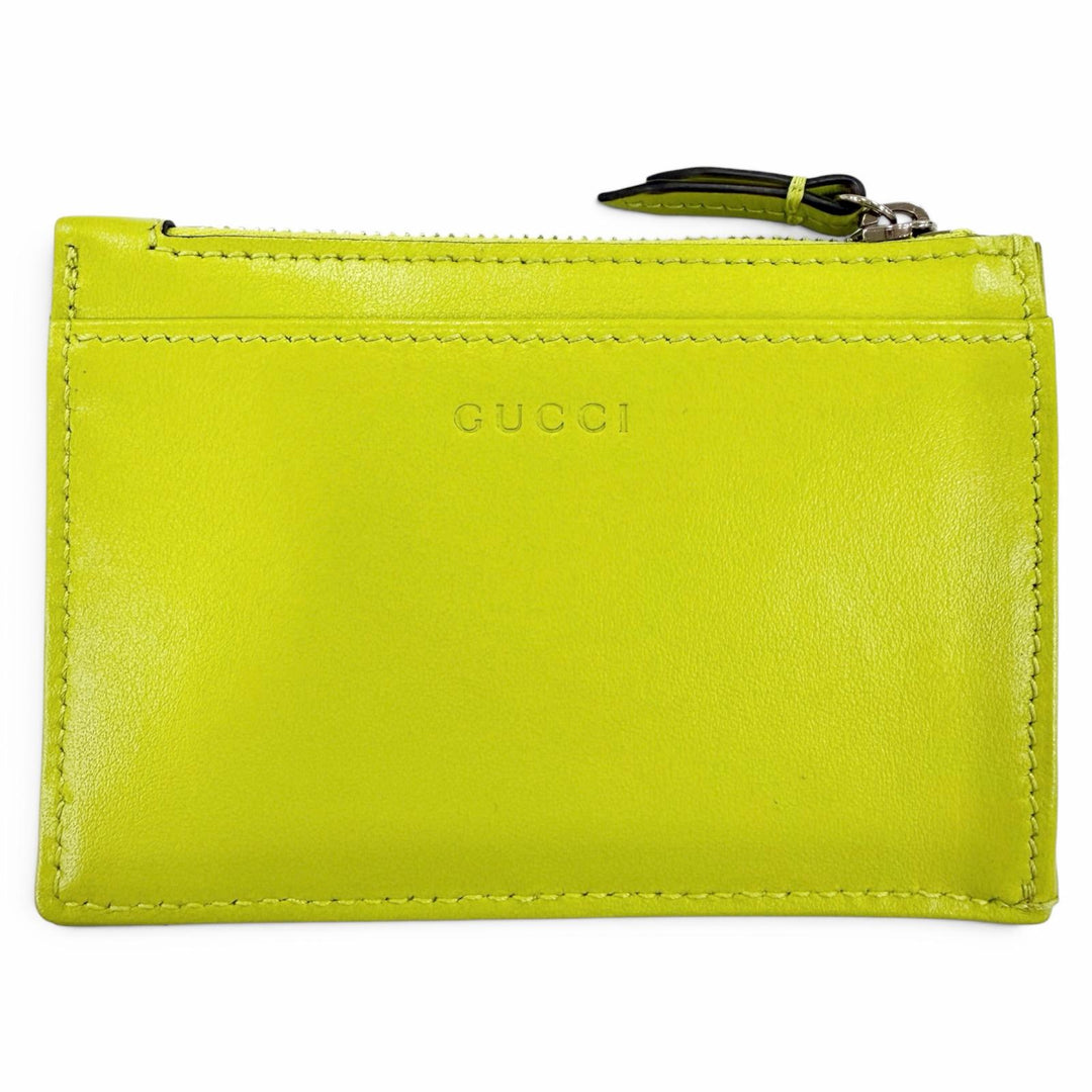 Excellent GUCCI Coin case GG Marmont Double G Leather Keyring Light green 837747