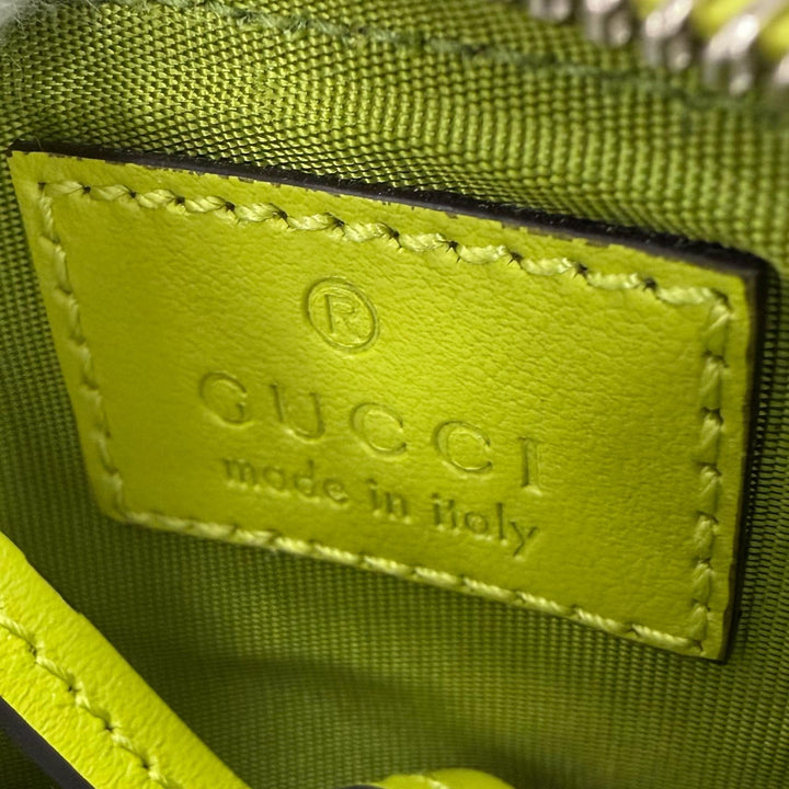 Excellent GUCCI Coin case GG Marmont Double G Leather Keyring Light green 837747
