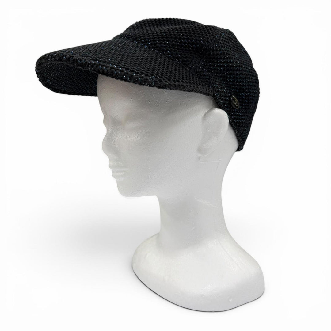 Very Good CHANEL cap COCO Mark Glitter Mesh black cotton Women 17S