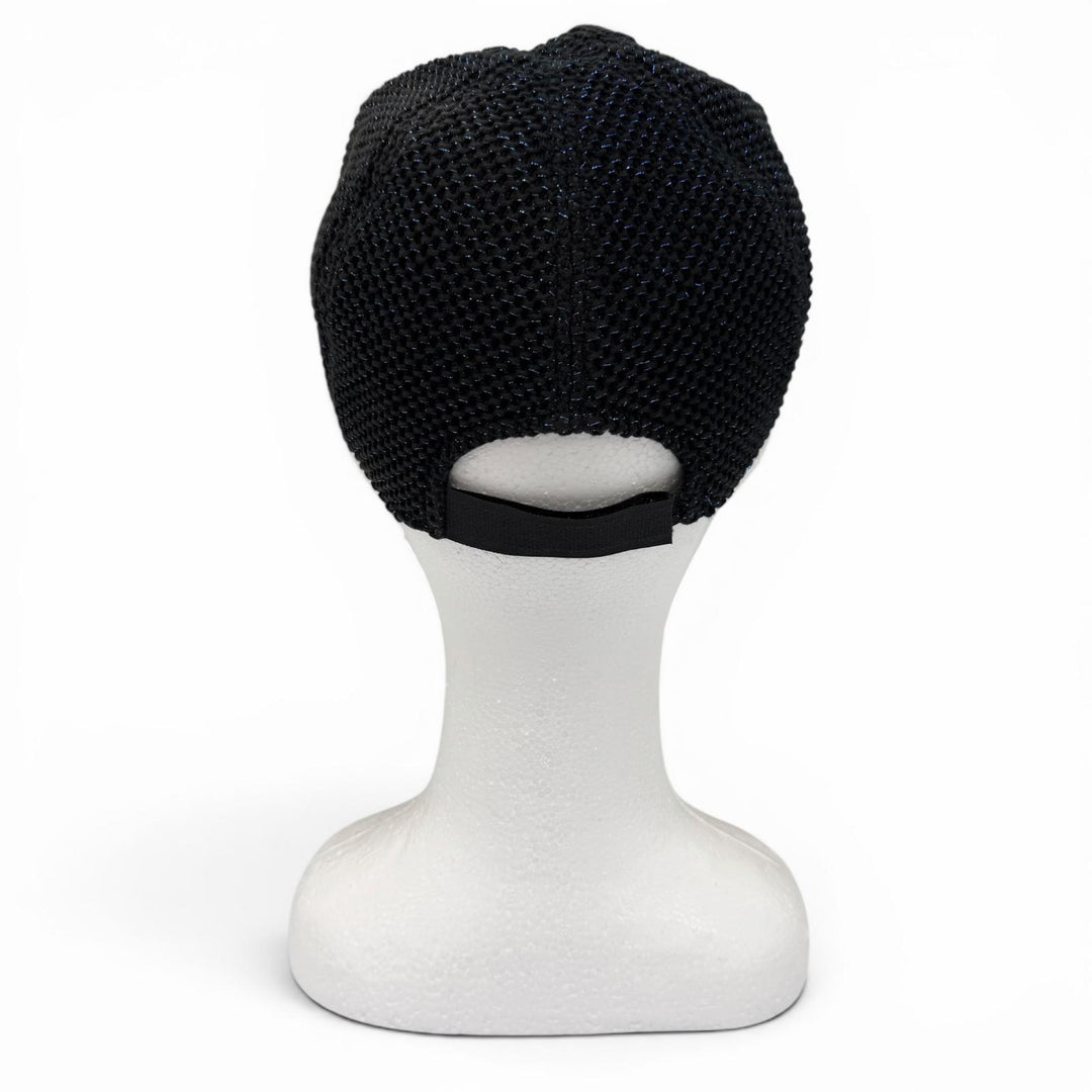 Very Good CHANEL cap COCO Mark Glitter Mesh black cotton Women 17S