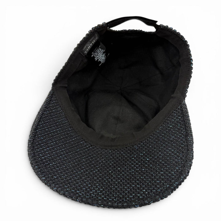 Very Good CHANEL cap COCO Mark Glitter Mesh black cotton Women 17S