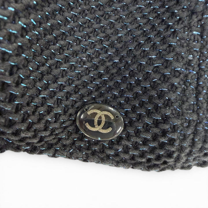 Very Good CHANEL cap COCO Mark Glitter Mesh black cotton Women 17S