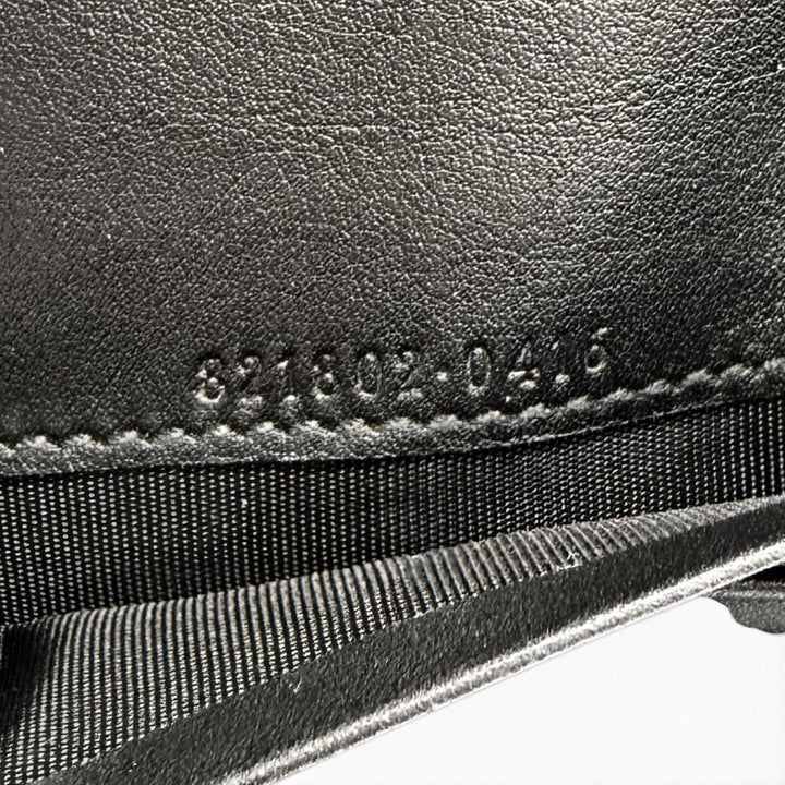 Excellent GUCCI Purse GG Emblem Continental Wallet black GG canvas mens 821802