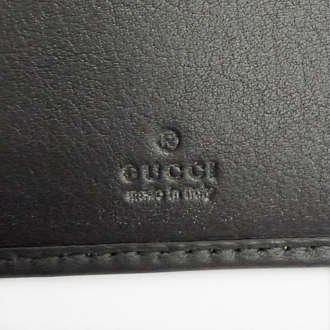 Excellent GUCCI Purse GG Emblem Continental Wallet black GG canvas mens 821802