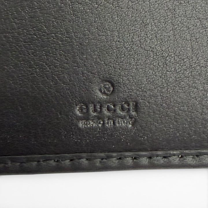 Excellent GUCCI Purse GG Emblem Continental Wallet black GG canvas mens 821802