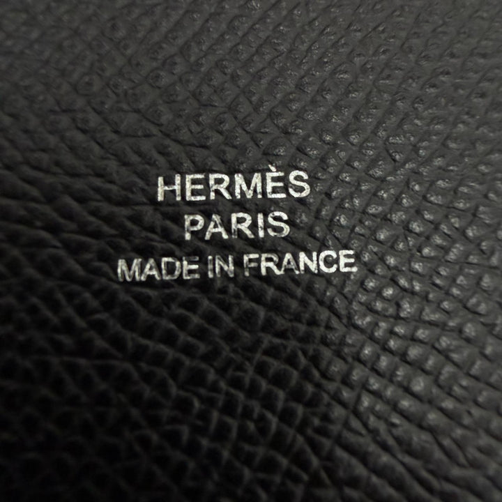 Very Good HERMES Clutch bag Calvi GM black Epsom Leather mens
