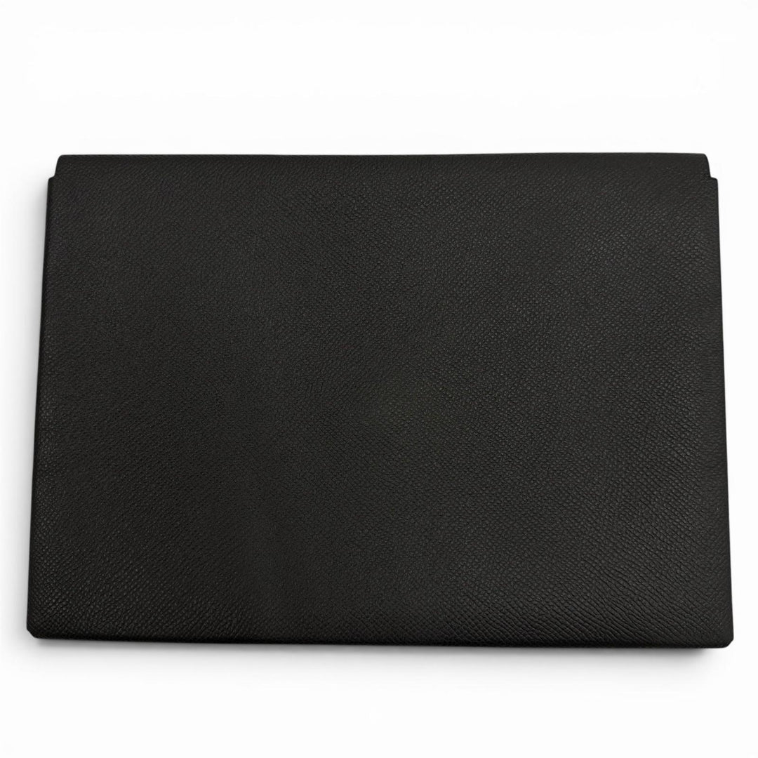 Very Good HERMES Clutch bag Calvi GM black Epsom Leather mens