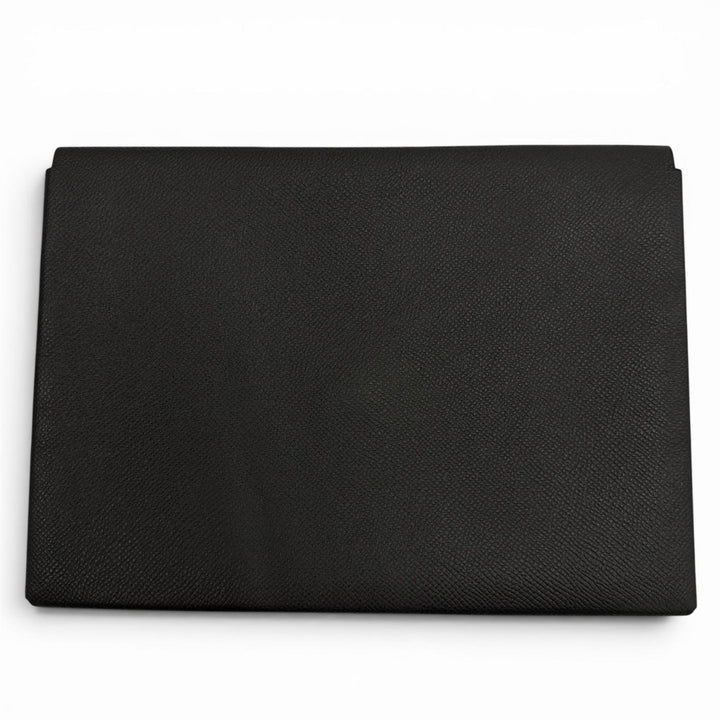 Very Good HERMES Clutch bag Calvi GM black Epsom Leather mens