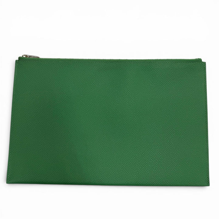 Very Good HERMES Clutch bag Calvi GM black Epsom Leather mens
