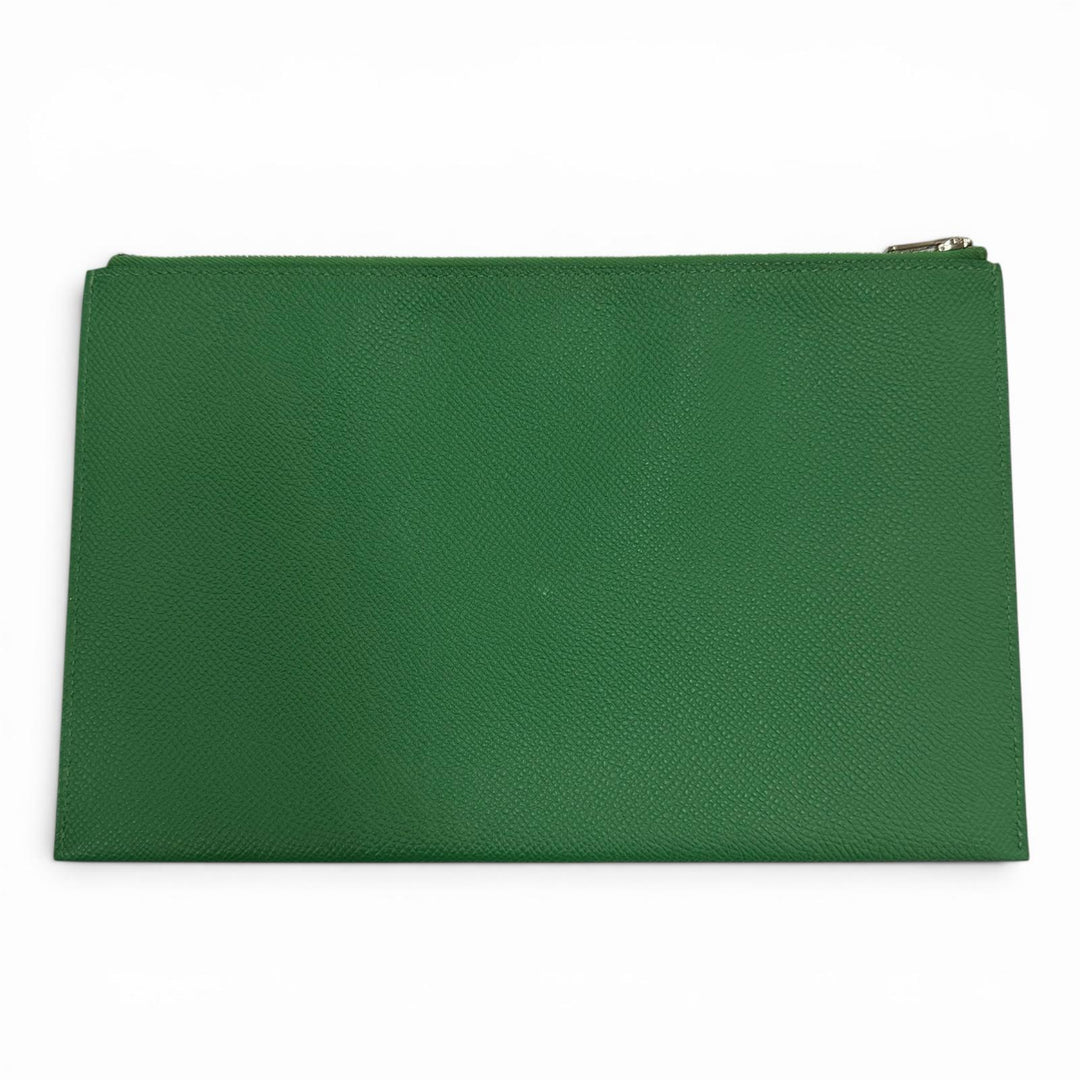 Very Good HERMES Clutch bag Calvi GM black Epsom Leather mens