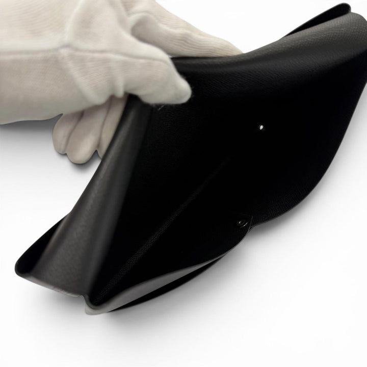 Very Good HERMES Clutch bag Calvi GM black Epsom Leather mens