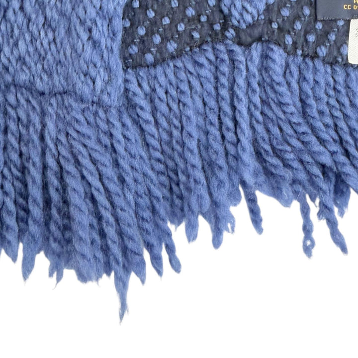 Great LOUIS VUITTON Scarf Esharp Logomania fringe blue wool mens M70812