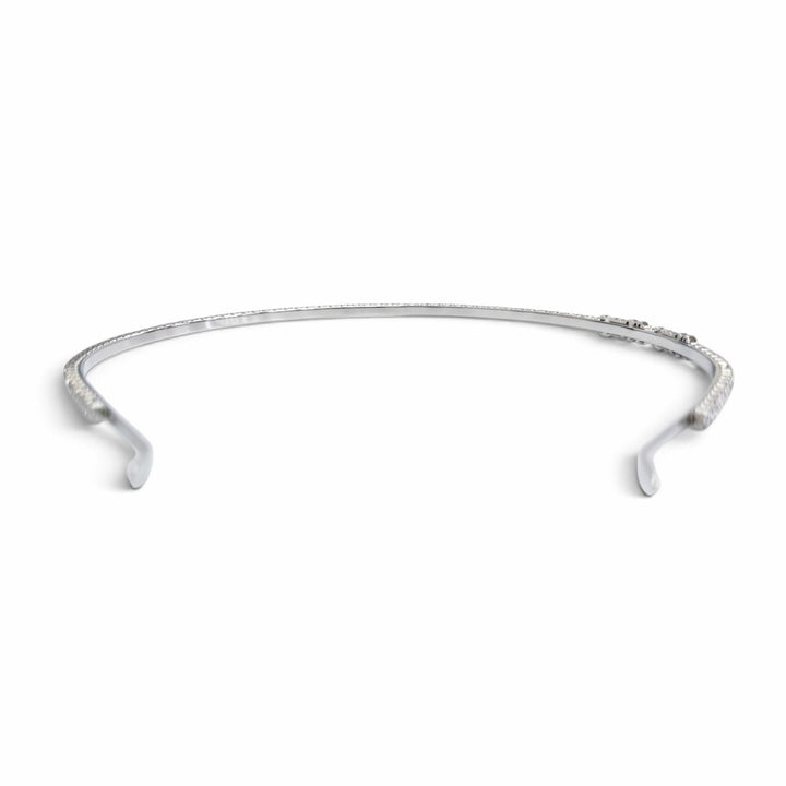 Great MIUMIU Katyusha Logo Rigid Crystal Rhinestone Hair Accessory Silver 5JH081