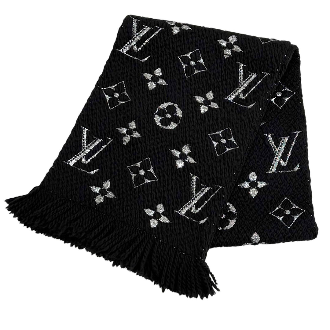 Great LOUIS VUITTON Scarf Escalp Logo Mania Shine black wool Women M75833