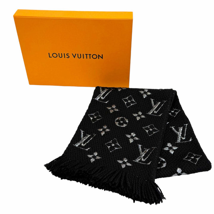 Great LOUIS VUITTON Scarf Escalp Logo Mania Shine black wool Women M75833