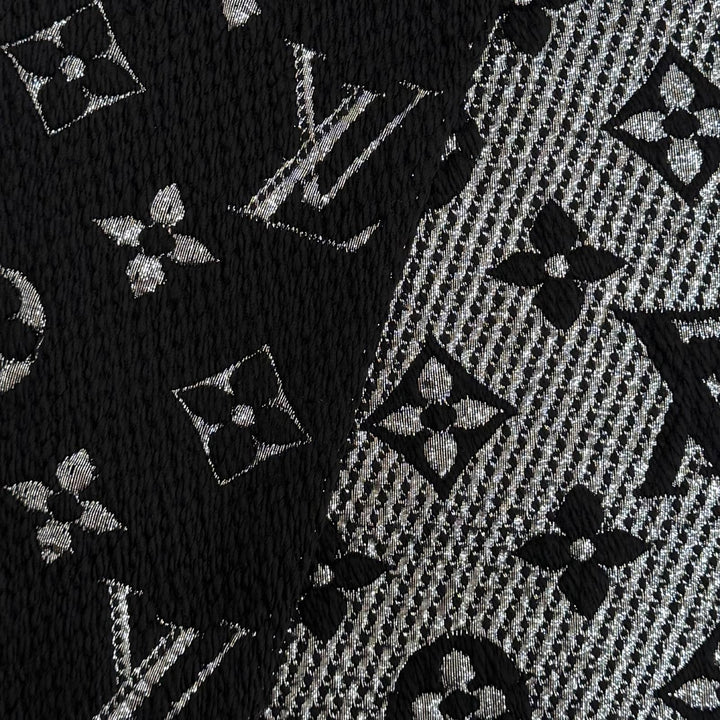 Great LOUIS VUITTON Scarf Escalp Logo Mania Shine black wool Women M75833