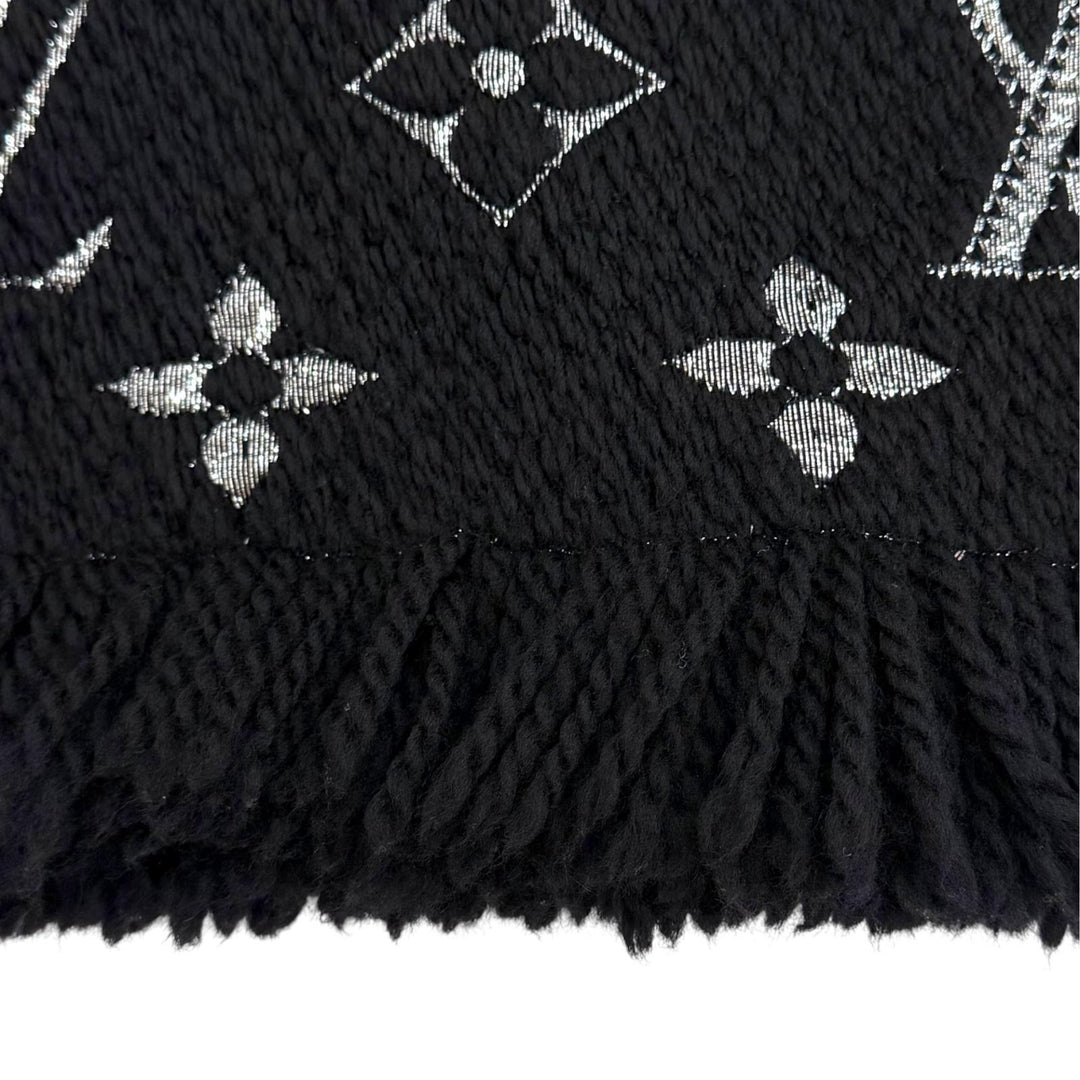 Great LOUIS VUITTON Scarf Escalp Logo Mania Shine black wool Women M75833