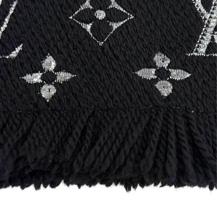 Great LOUIS VUITTON Scarf Escalp Logo Mania Shine black wool Women M75833