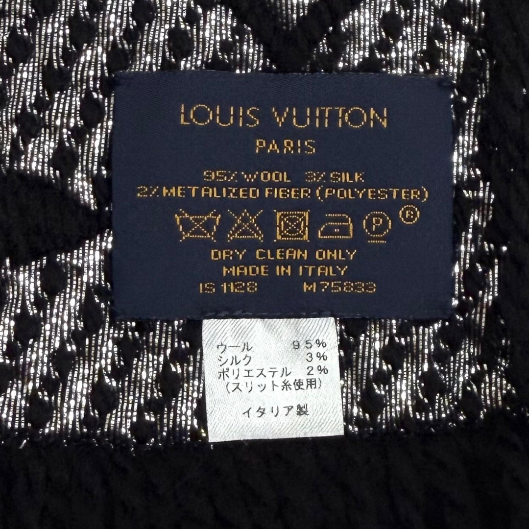Great LOUIS VUITTON Scarf Escalp Logo Mania Shine black wool Women M75833