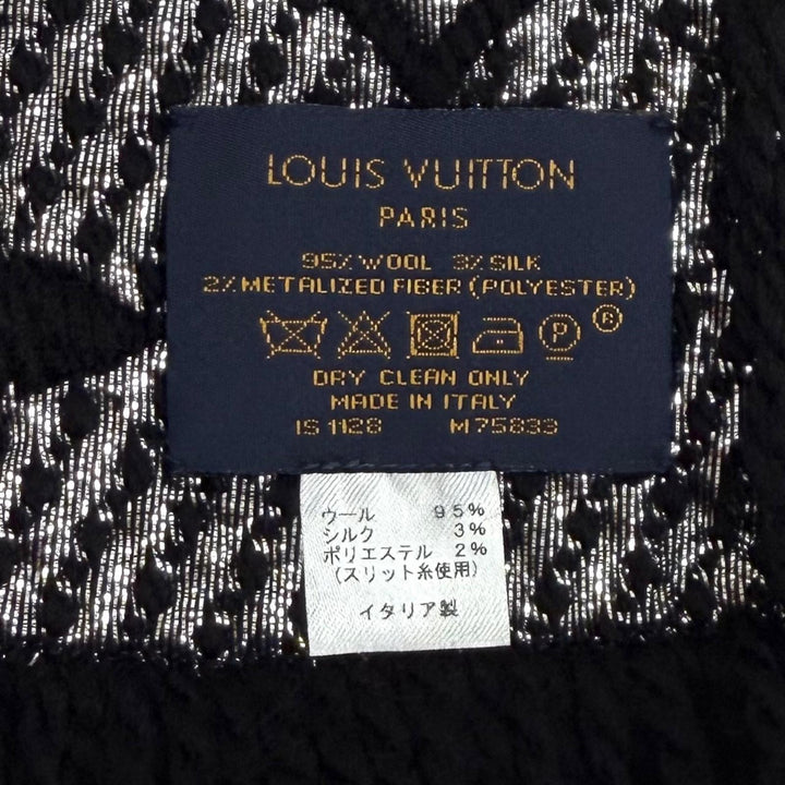 Great LOUIS VUITTON Scarf Escalp Logo Mania Shine black wool Women M75833