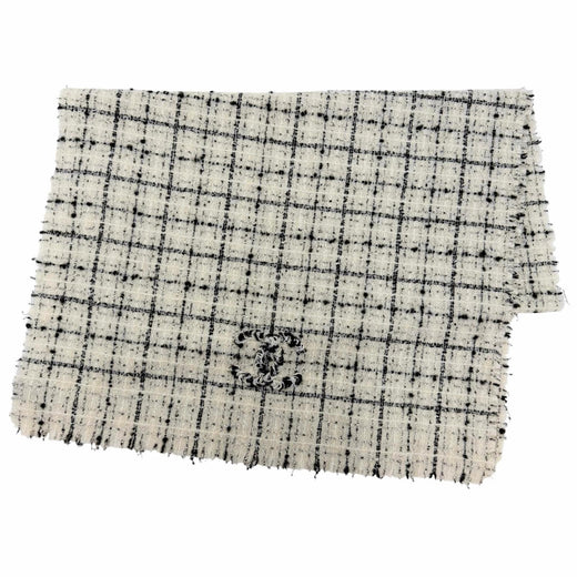 Great CHANEL Stall Current product, cashmere blend, COCO Mark tweed white AAB731