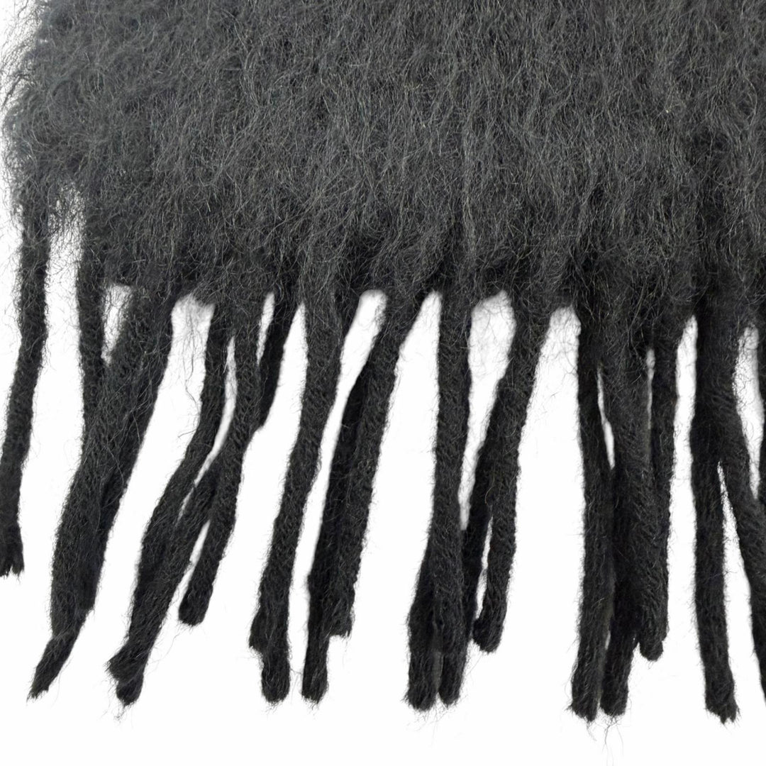 Great LOEWE Scarf Anagram leather patch fringe black mohair Women