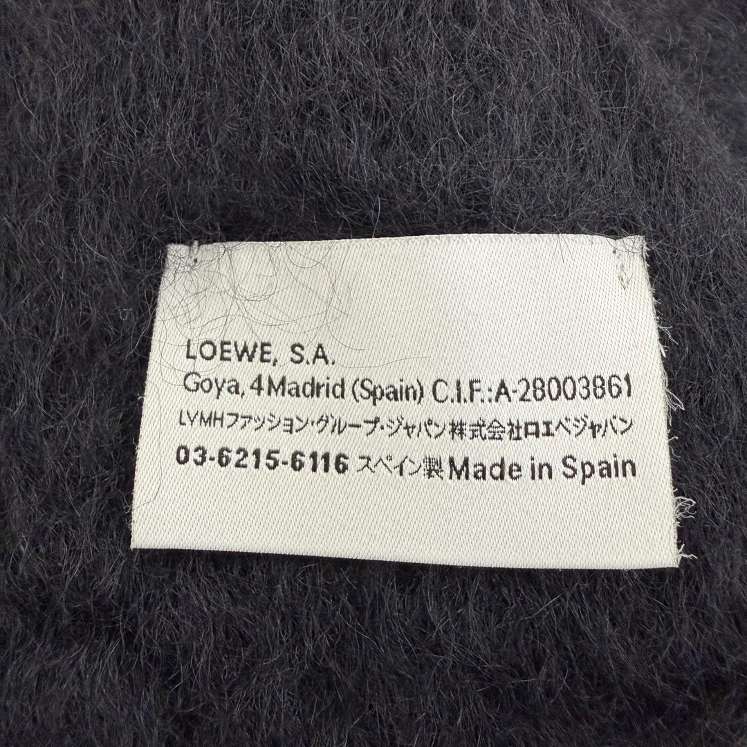 Great LOEWE Scarf Anagram leather patch fringe black mohair Women