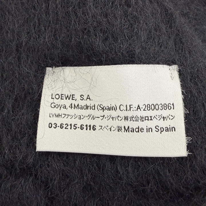 Great LOEWE Scarf Anagram leather patch fringe black mohair Women