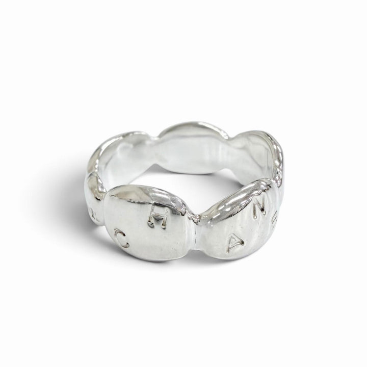 Excellent CHANEL Camellia Logo Ring, Finger Ring, Petal Motif Silver 925 Women