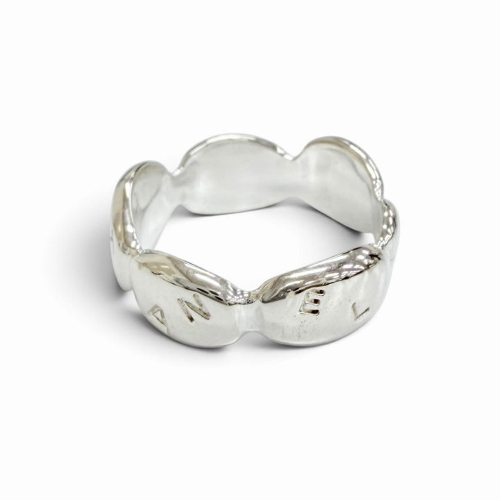 Excellent CHANEL Camellia Logo Ring, Finger Ring, Petal Motif Silver 925 Women